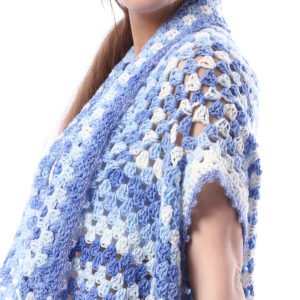 Colorful Back Granny Square Open Cardigan Shawl Crochet - Image 3