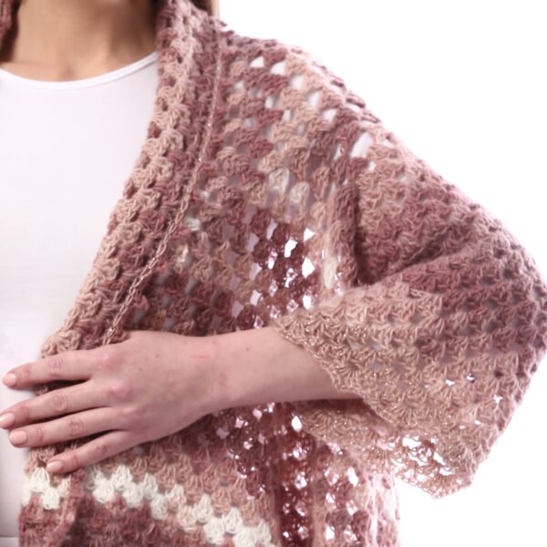 Colorful Back Granny Square Open Cardigan Shawl Crochet