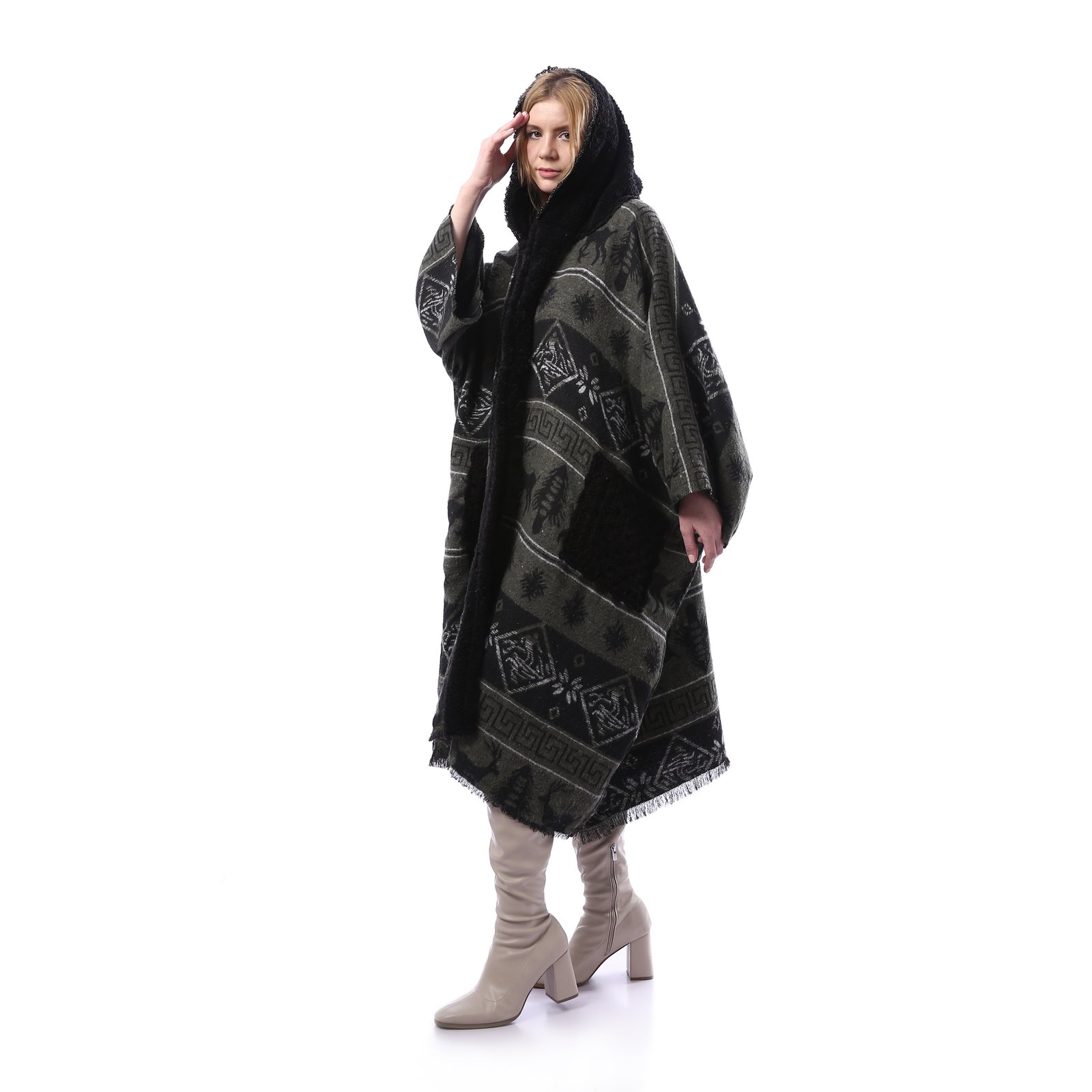 Armi Gogh Wool Open Hoodi Long Cardigan Side Pockets Crochet - Image 2