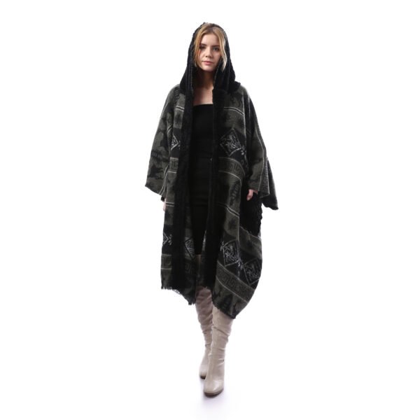 Armi Gogh Wool Open Hoodi Long Cardigan Side Pockets Crochet