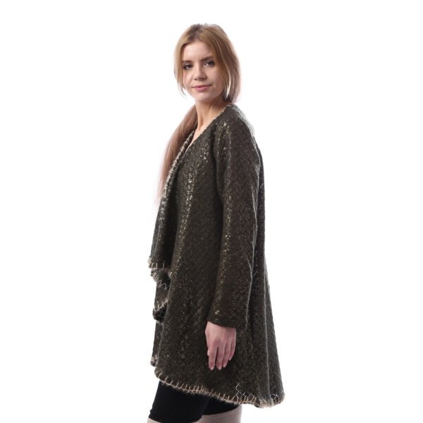 Luxurious Open Ruffle Shiny Cardigan