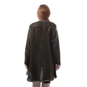 Luxurious Open Ruffle Shiny Cardigan - Image 3