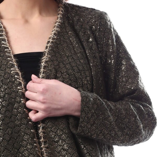 Luxurious Open Ruffle Shiny Cardigan