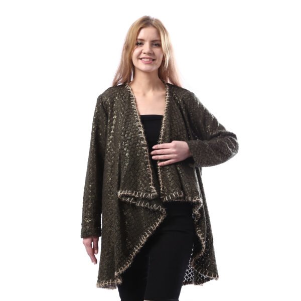 Luxurious Open Ruffle Shiny Cardigan