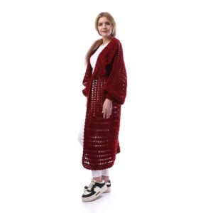 Luxurious Open Shiny Mohair  Long Cardigan Crochet Hand Made - Image 2
