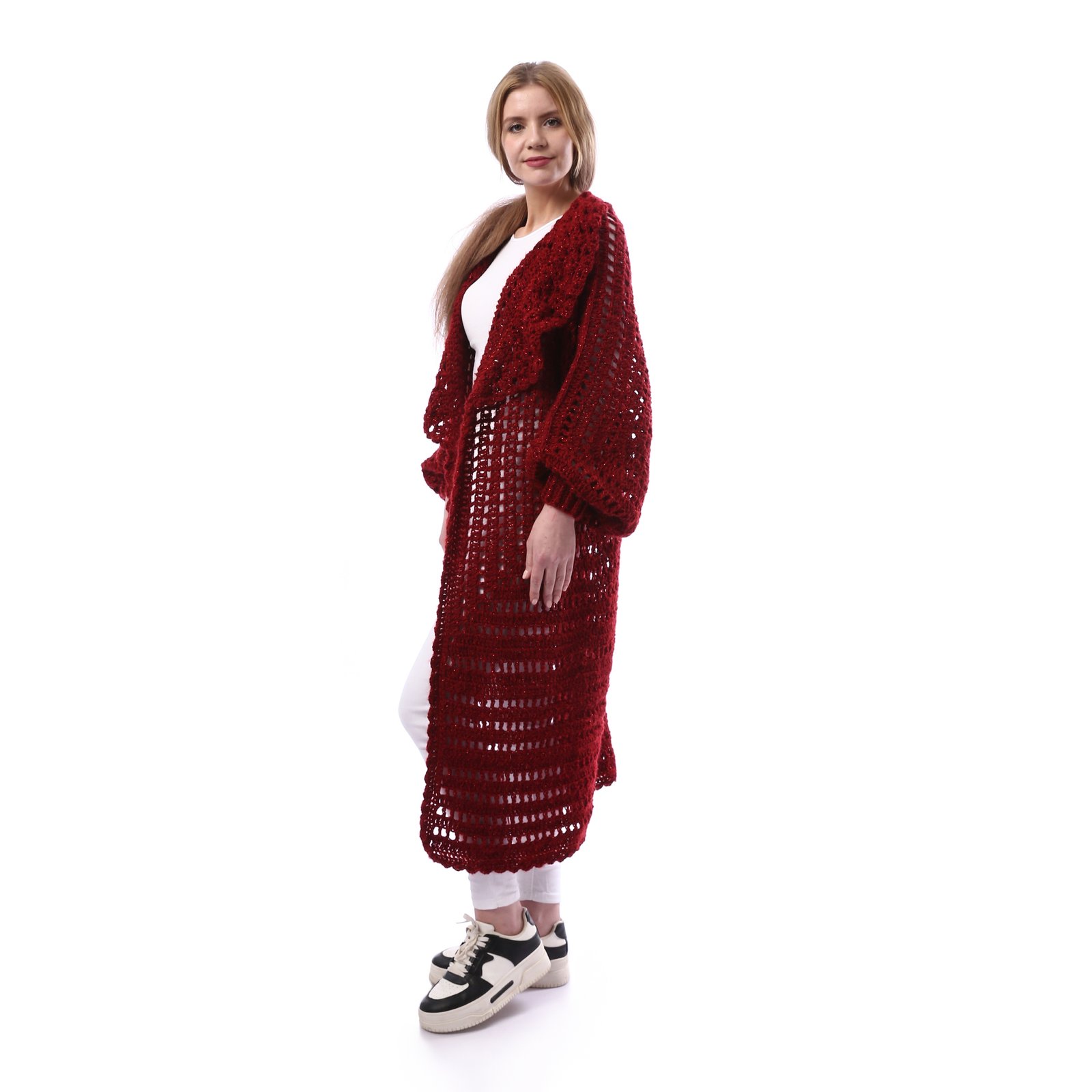Luxurious Open Shiny Mohair  Long Cardigan Crochet Hand Made - Image 2