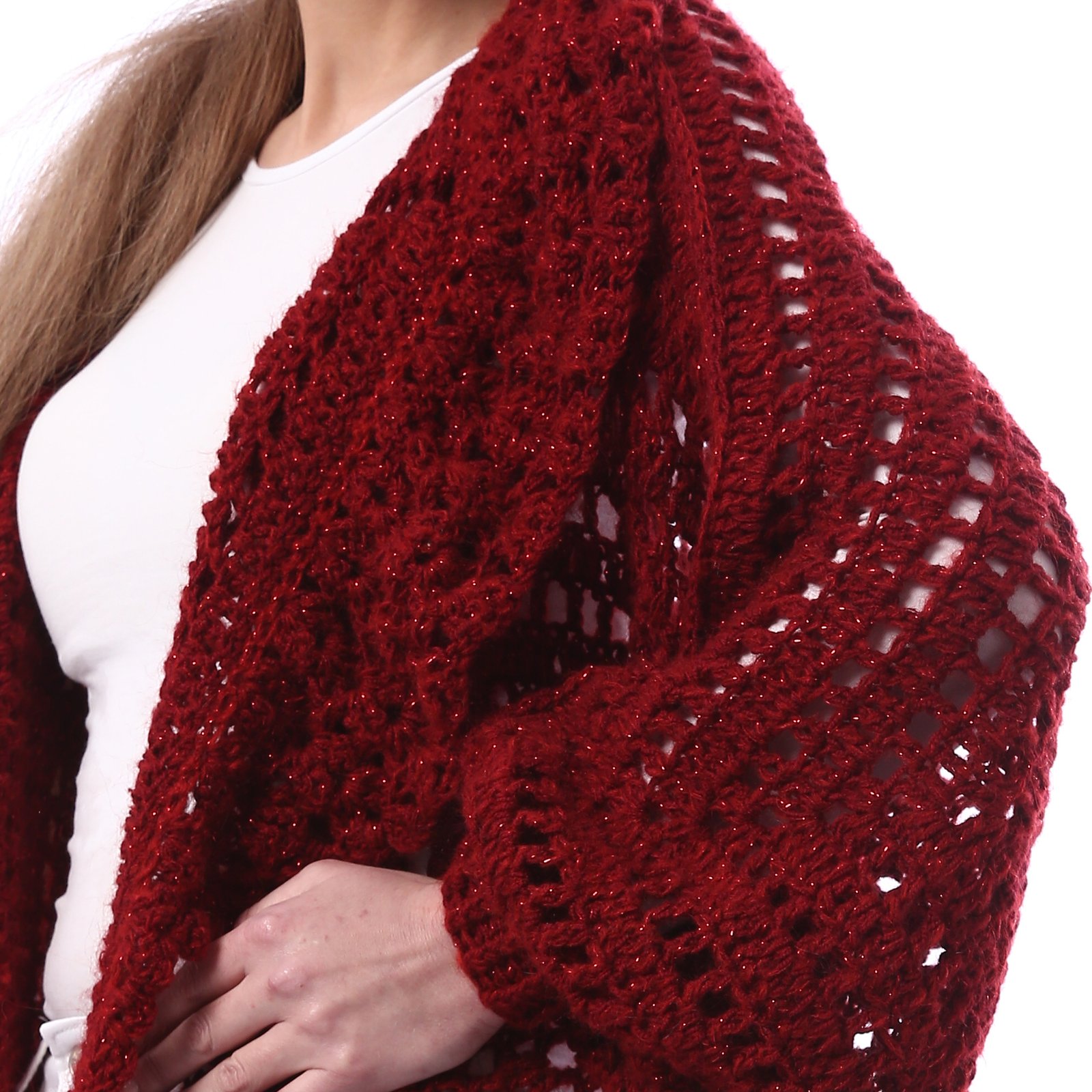 Luxurious Open Shiny Mohair  Long Cardigan Crochet Hand Made - Image 4