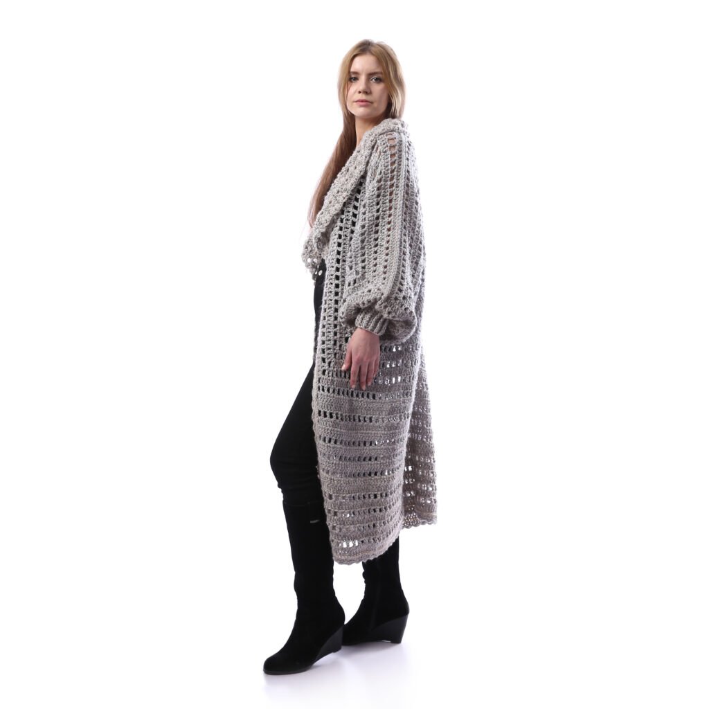 Luxurious Open Shiny Long Cardigan Crochet Handmade