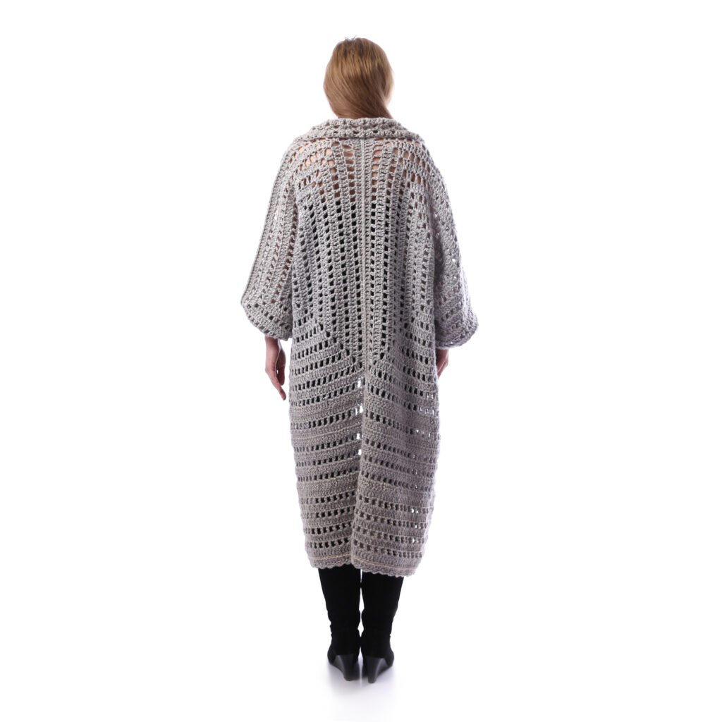 Luxurious Open Shiny Long Cardigan Crochet Handmade