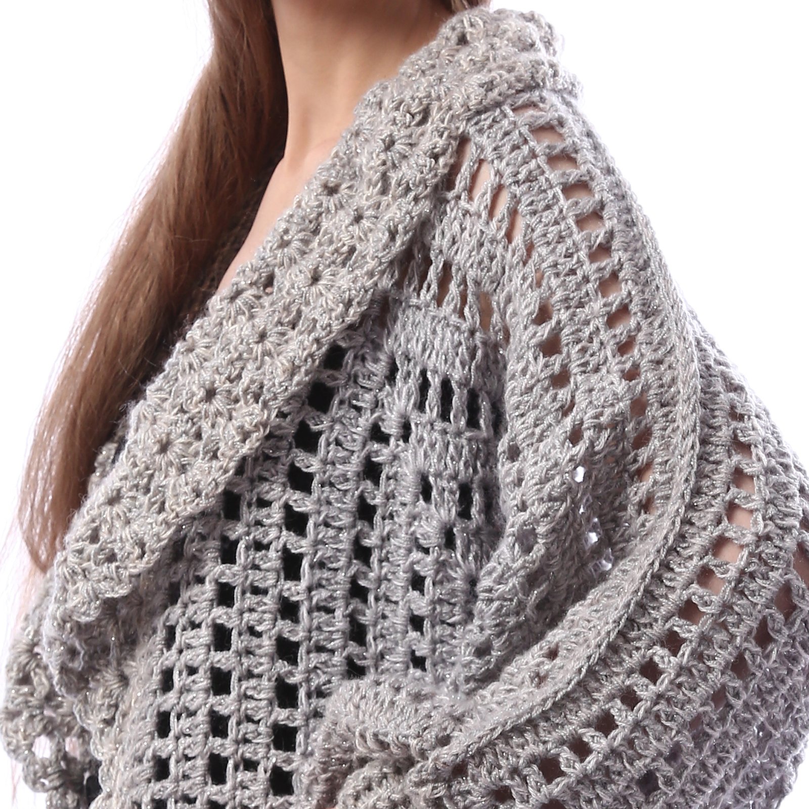Luxurious Open Shiny Long Cardigan Crochet Hand Made - Image 4