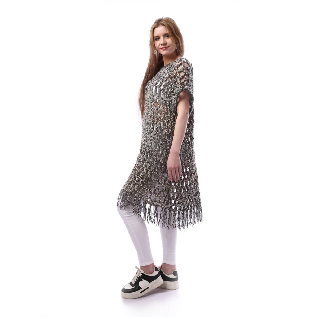 Wool midi  mesh dress crochet handmade