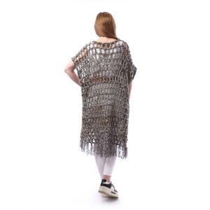 Wool Midi  Mesh Dress Crochet Hand Made - Image 3