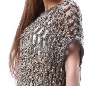 Wool Midi  Mesh Dress Crochet Hand Made - Image 4