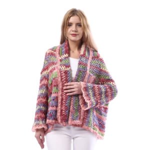 Elegante Colorful   Collar Shwal Open Jacket Crochet