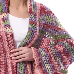 Elegante Colorful   Collar Shwal Open Jacket Crochet - Image 4