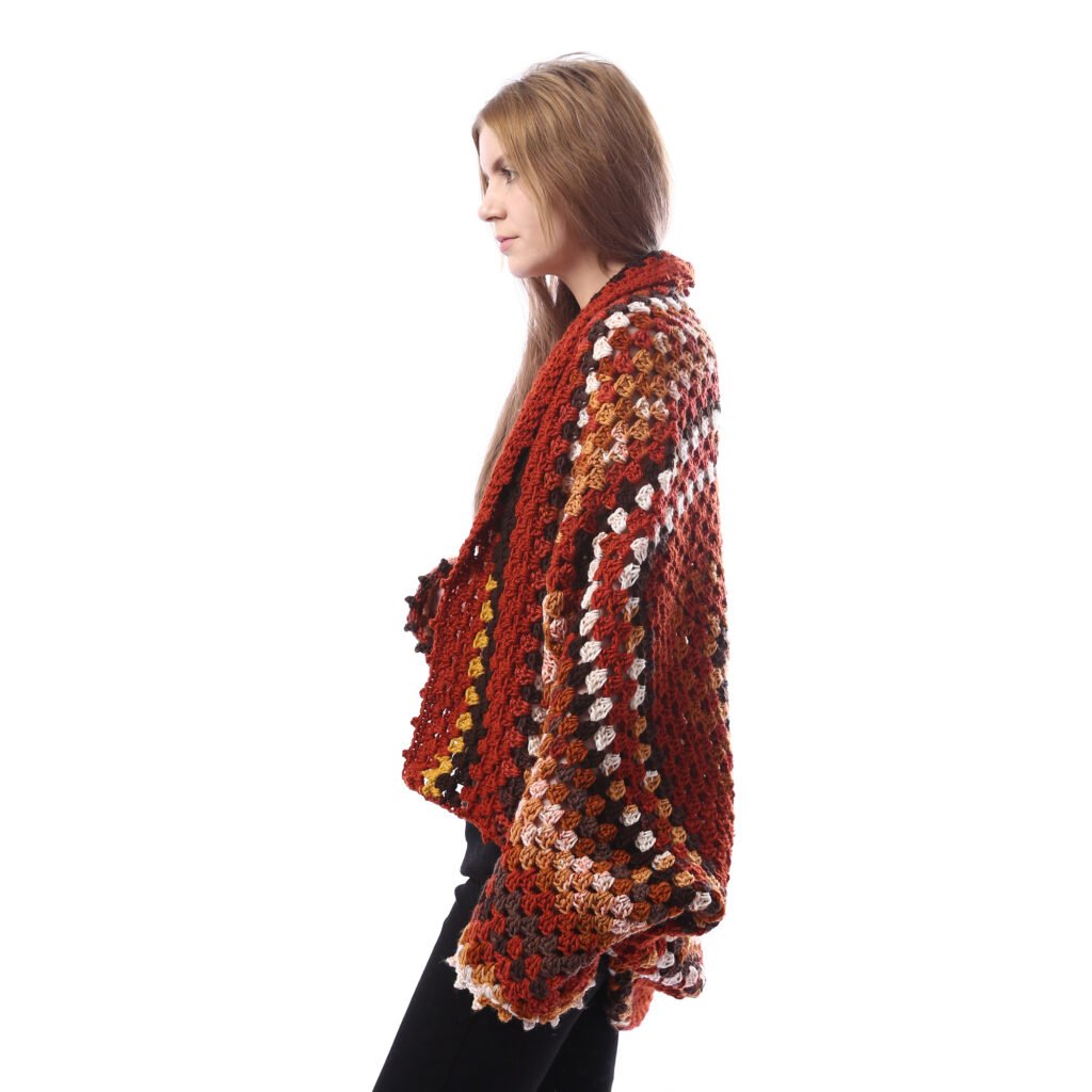 Elegant Colorful Back Granny Square Open Jacket Crochet Handmade