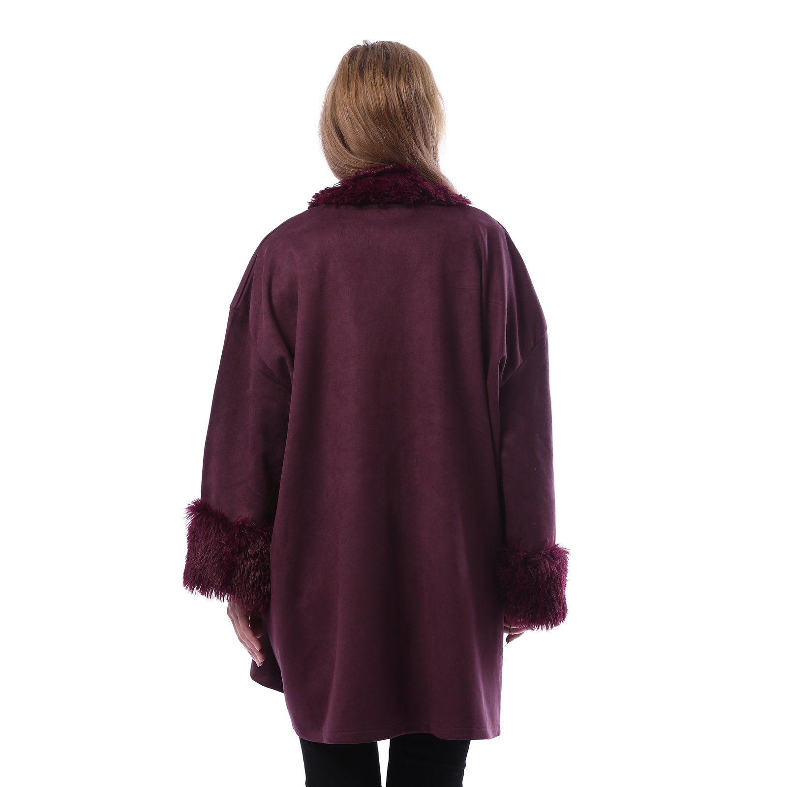 Elegant Long Suede Lycra Parka - Image 3