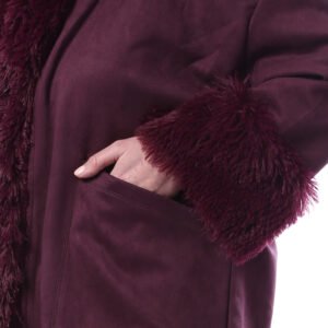 Elegant Long Suede Lycra Parka - Image 4