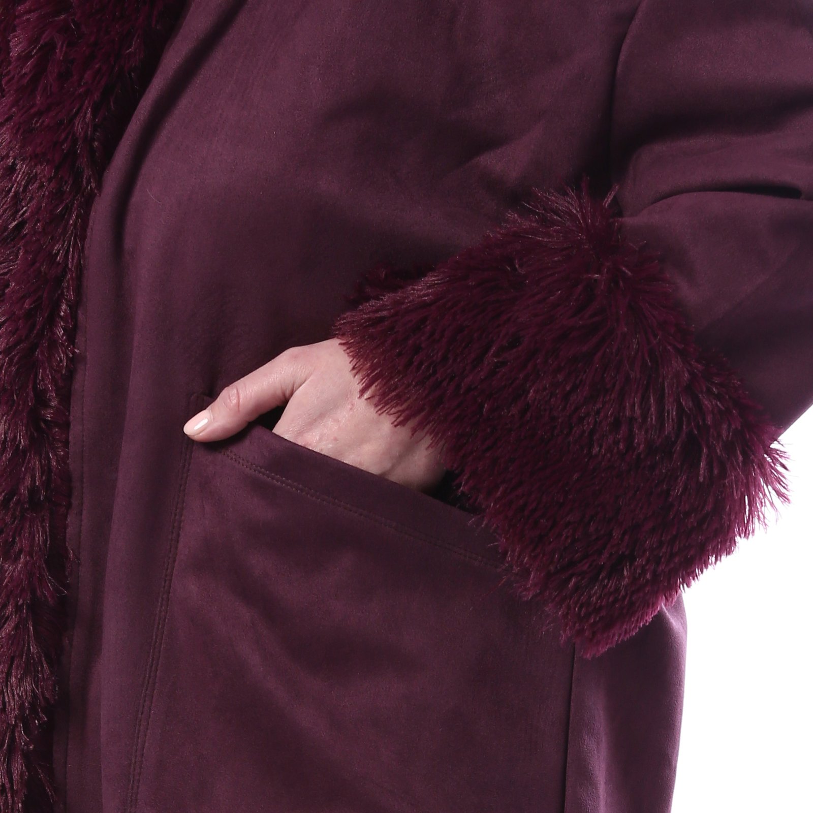 Elegant Long Suede Lycra Parka - Image 4