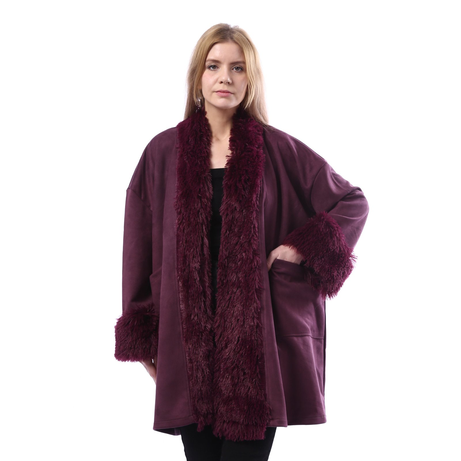 Elegant Long Suede Lycra Parka - Image 1