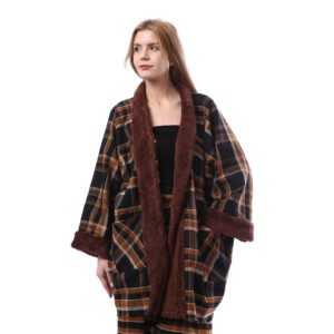 Checks Gogh Wool Open Jacket Double Faceside Pockets Crochet - Image 2