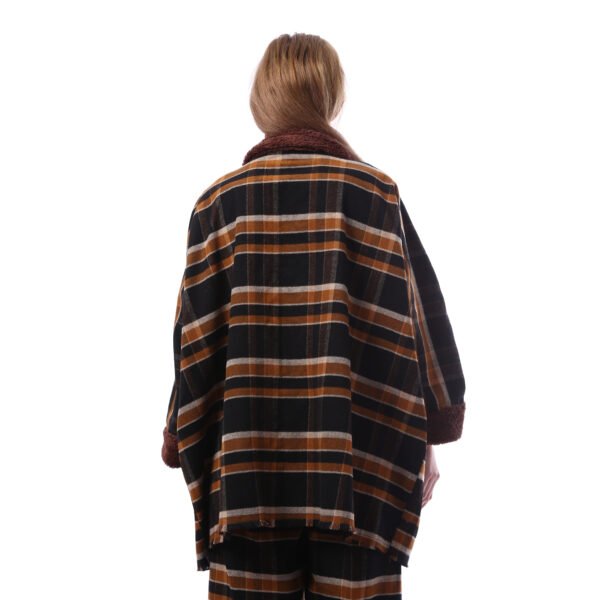 Checks Gogh Wool Open Jacket Double Faceside Pockets Crochet