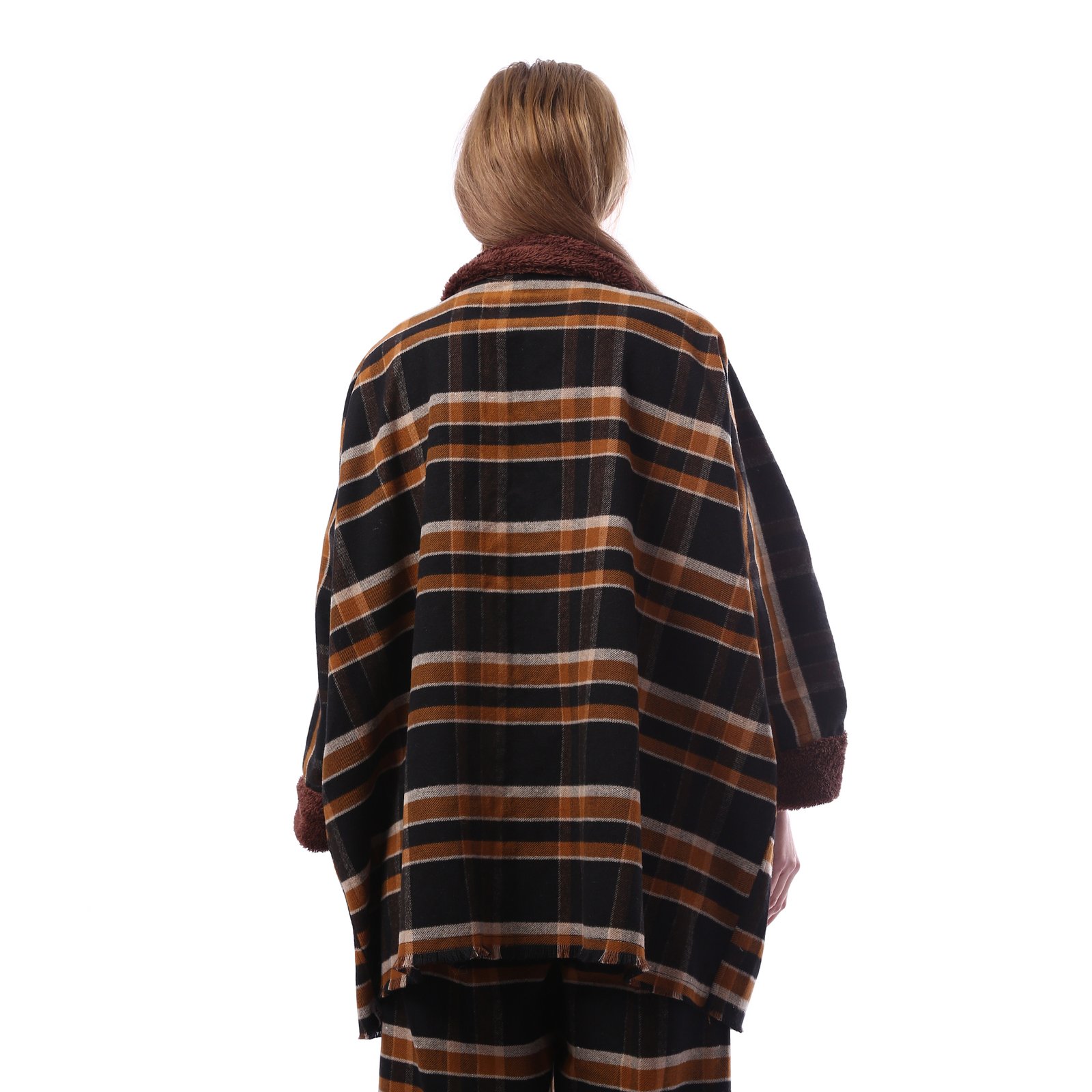 Checks Gogh Wool Open Jacket Double Faceside Pockets Crochet - Image 4
