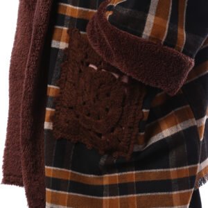 Checks Gogh Wool Open Jacket Double Face Side Pockets Crochet - Image 5