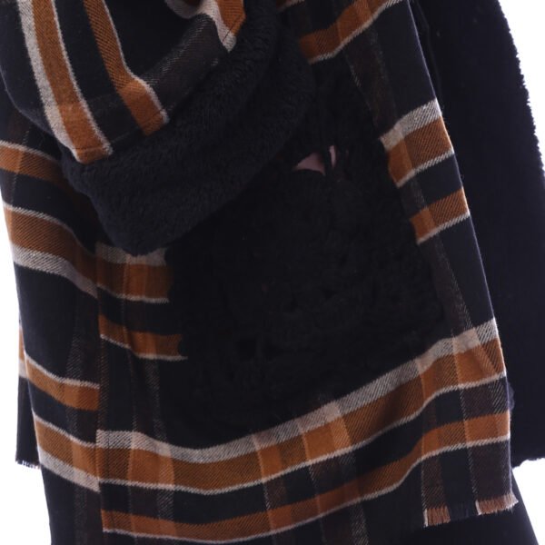 Checks Gogh Wool Open Jacket Double Faceside Pockets Crochet