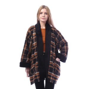Checks Gogh Wool Open Jacket Double Faceside Pockets Crochet - Image 5