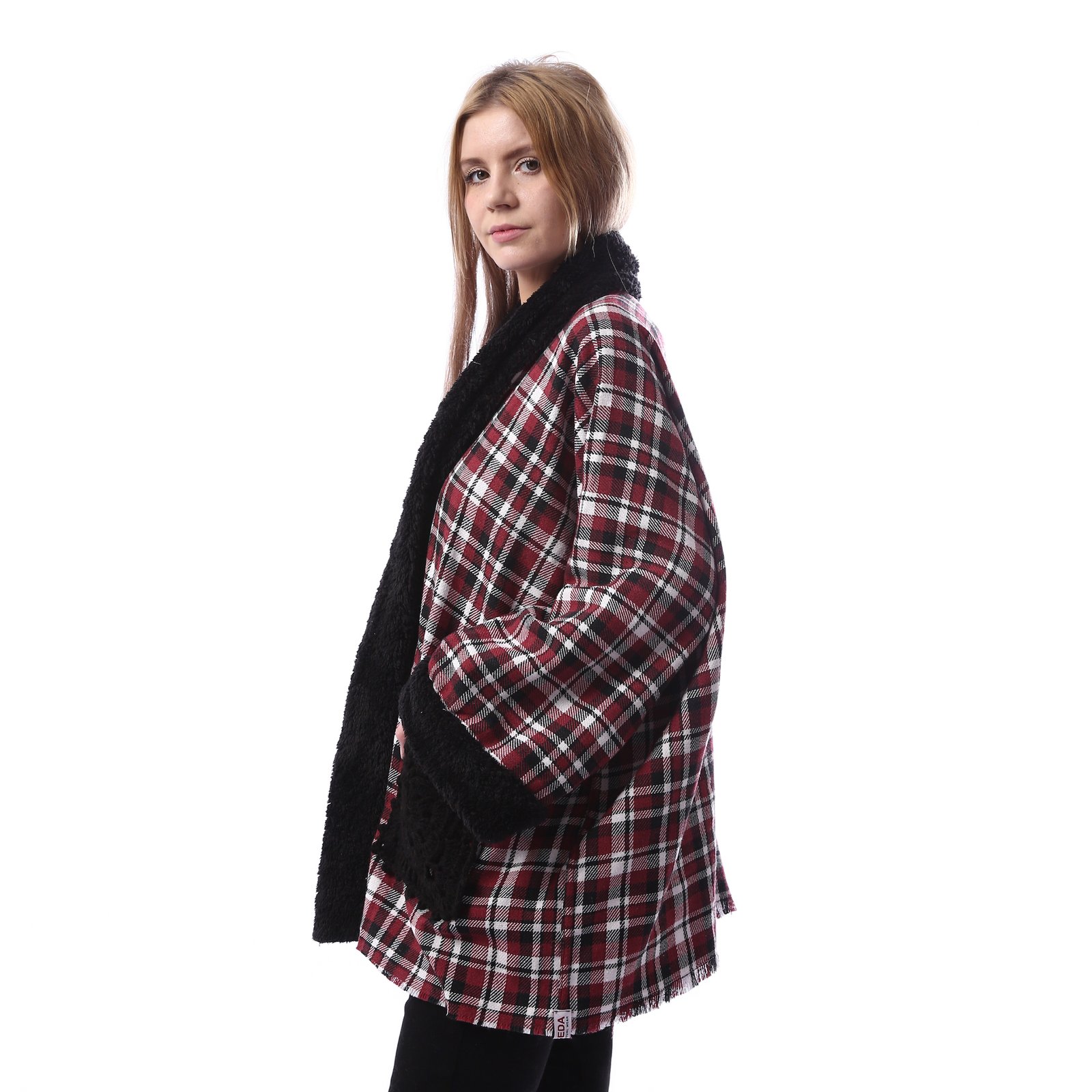 Checks Gogh Wool Open Jacket Double Faceside Pockets Crochet - Image 2