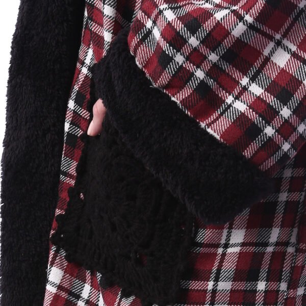 Checks Gogh Wool Open Jacket Double Face Side Pockets Crochet