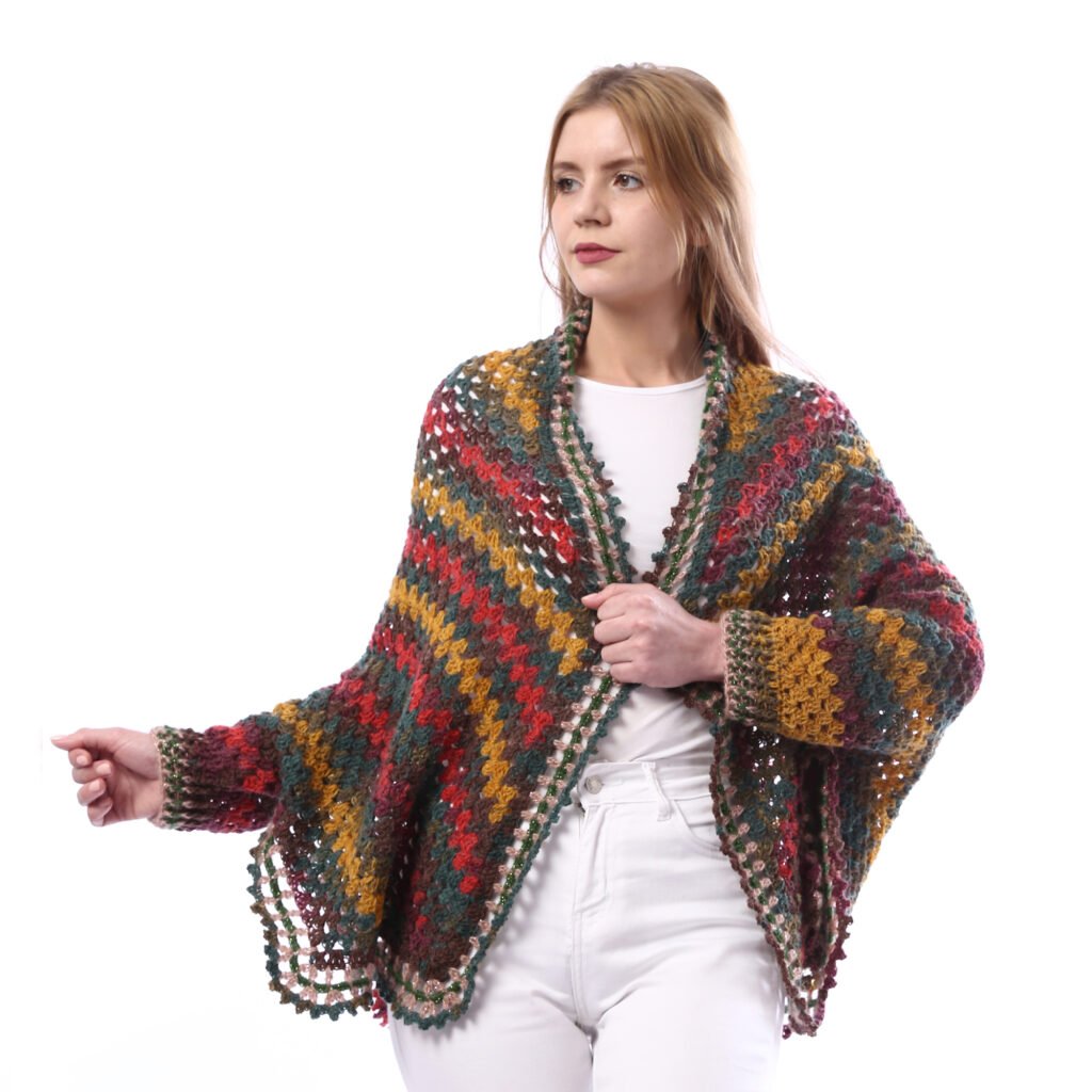 Trendy Over Size Open Poncho Crochet Handmade