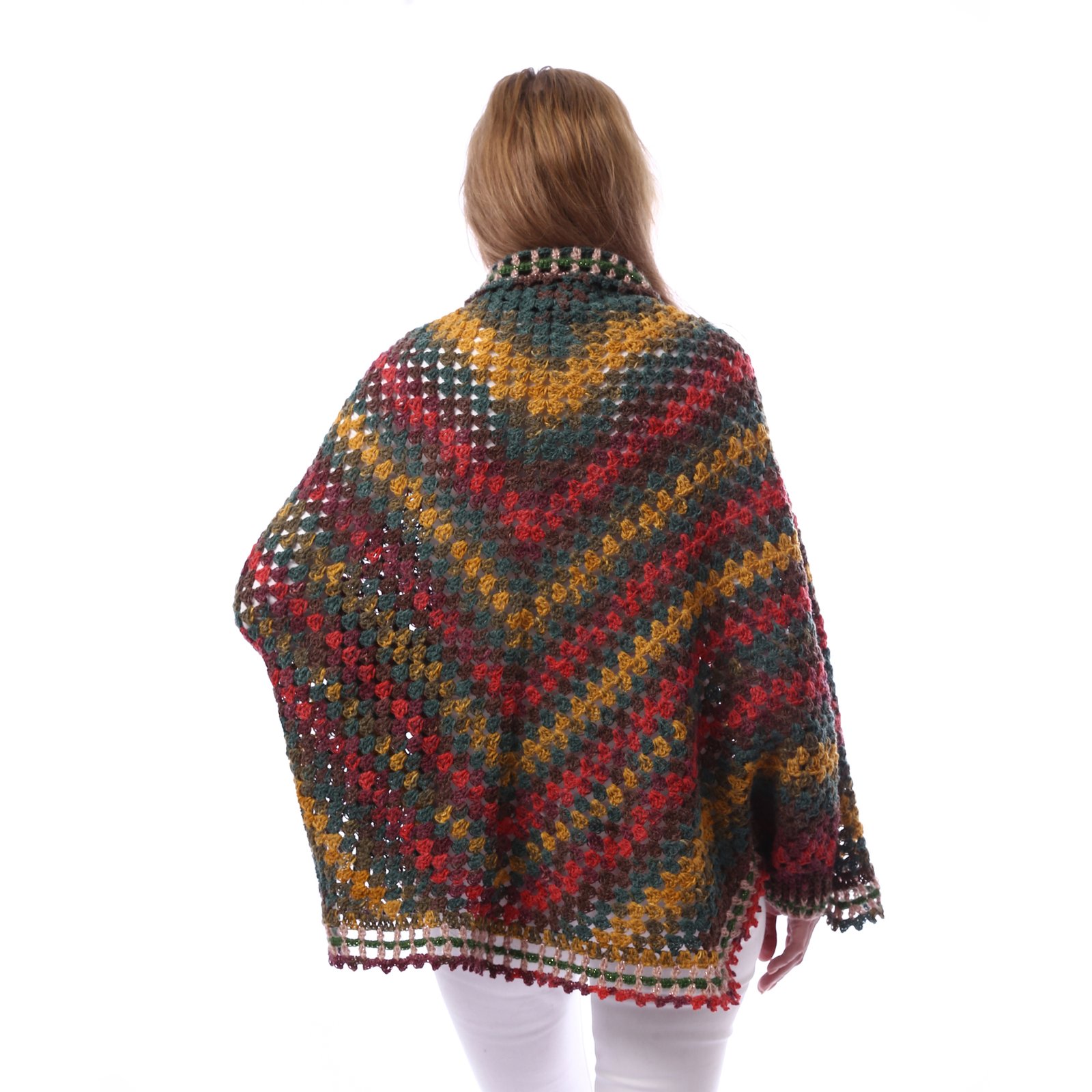 Trendy Over Size Open Poncho Crochet Hand Made - Image 3