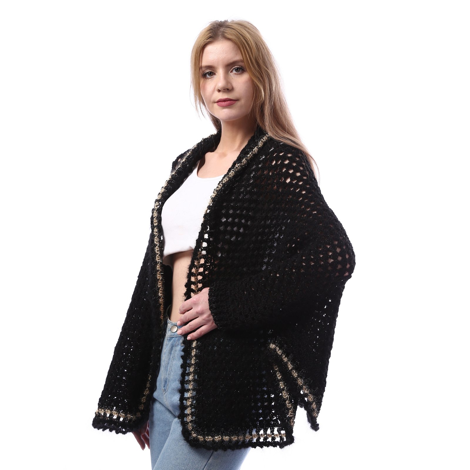 Luxurious Over Sizes Open Poncho Crochet Hand Made - Image 1