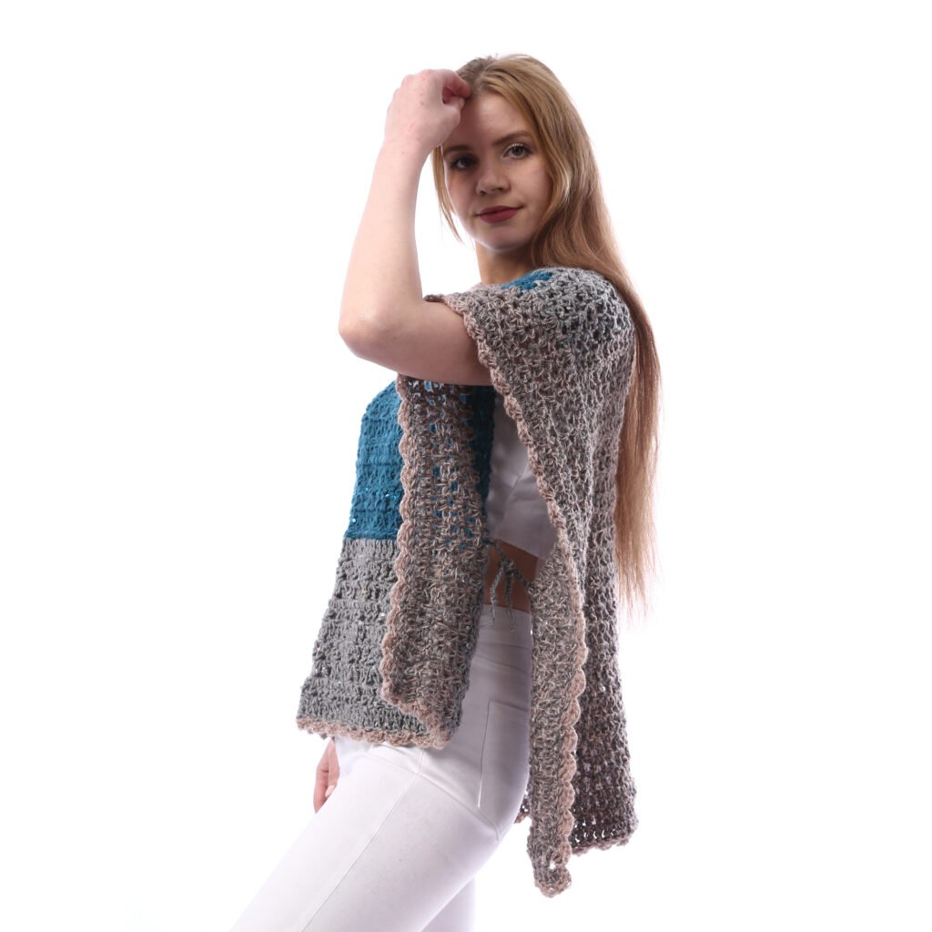 Luxurious  Shiny Open Side Poncho Crochet Handmade