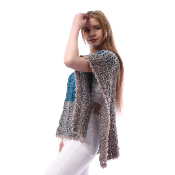 Luxurious  Shiny Open Side Poncho Crochet Hane Made