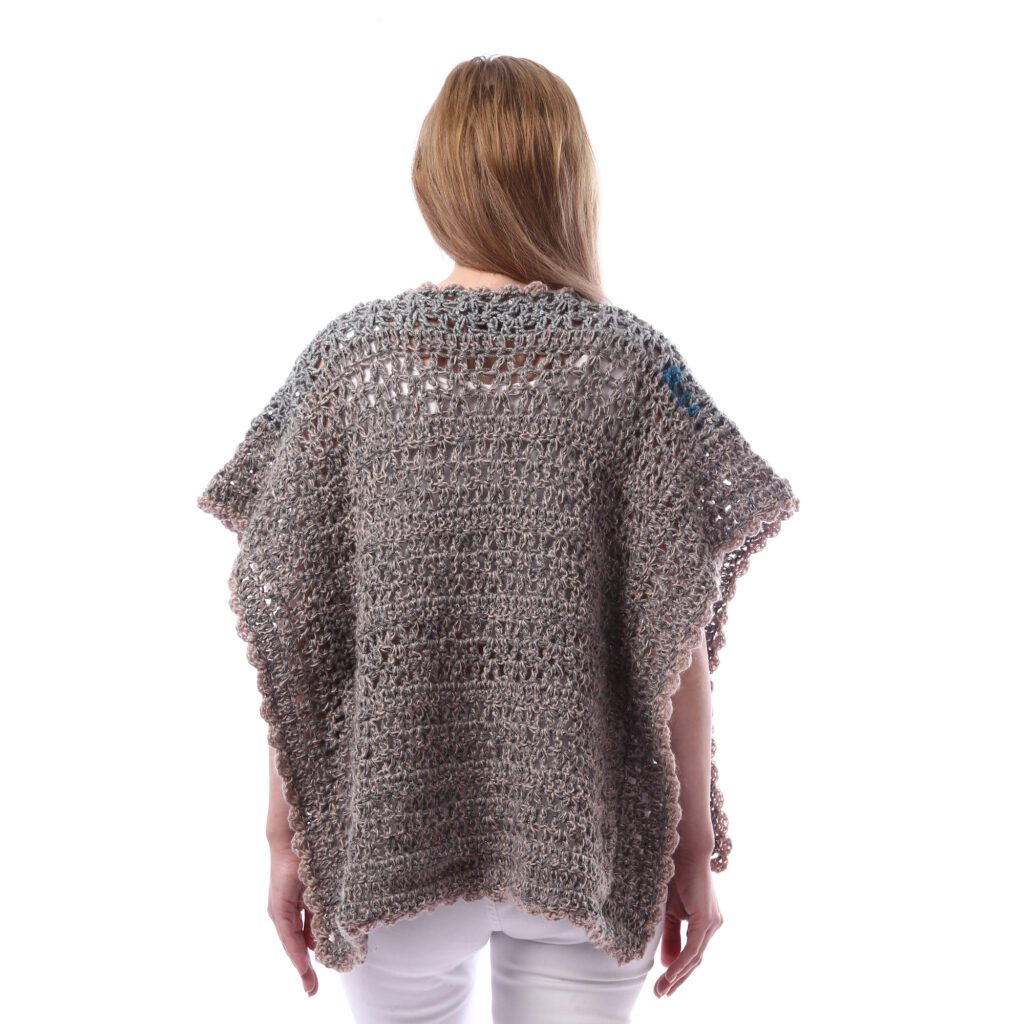 Luxurious  Shiny Open Side Poncho Crochet Handmade