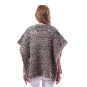 Luxurious  Shiny Open Side Poncho Crochet Hane Made - Image 3