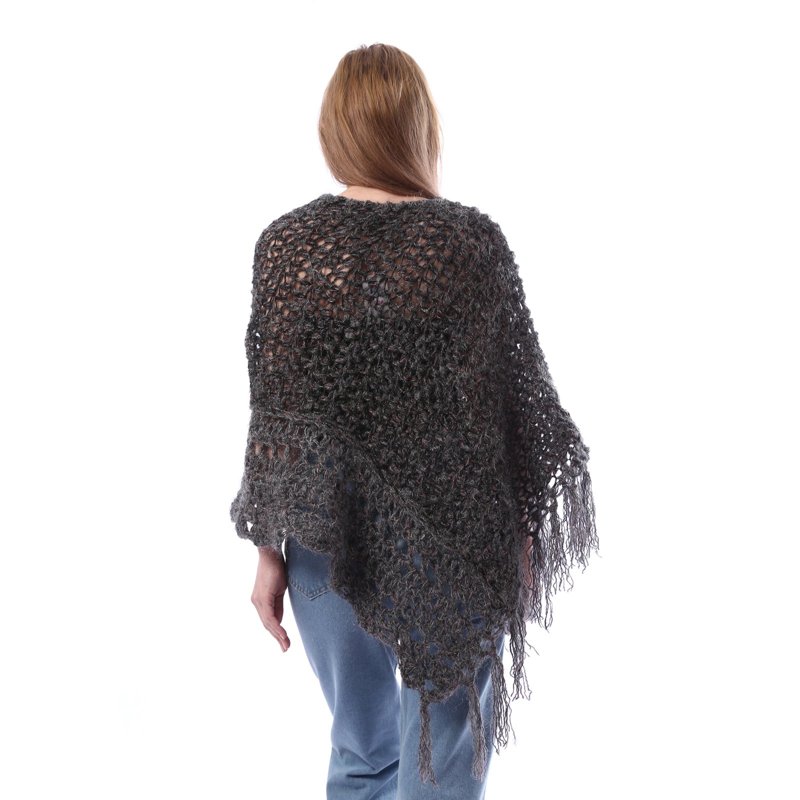 Trendy Triangle Mohair Poncho Crochet Hand Made - Image 3