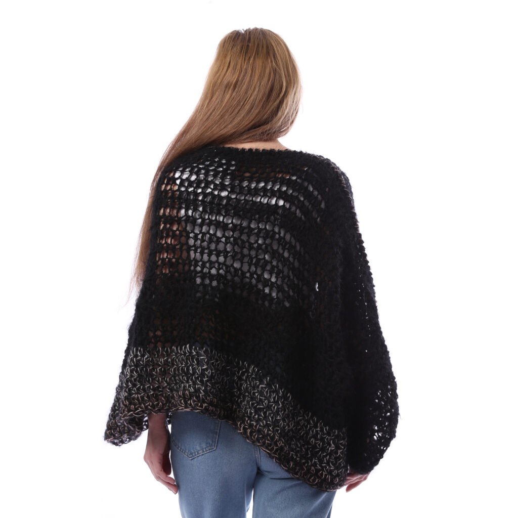 Trendy Over Size Asymmetrical Sleeves Poncho Crochet Handmade