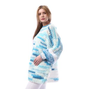 Luxurious Over Sizes Striped Pullover Crochet Hand Made - Image 2