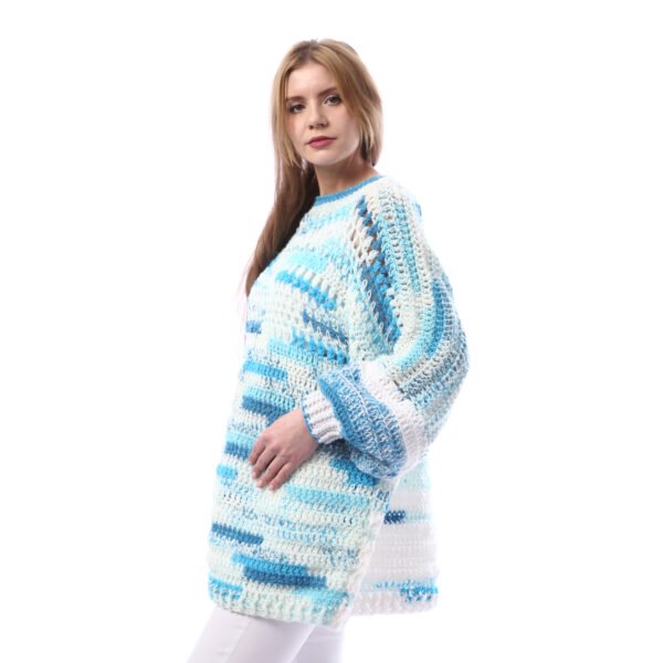 Luxurious Over Sizes Striped Pullover Crochet Hand Made