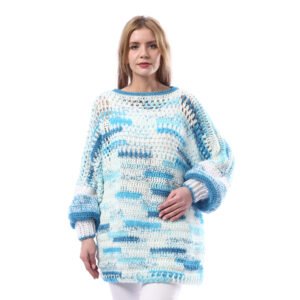 Luxurious Over Sizes Striped Pullover Crochet Hand Made