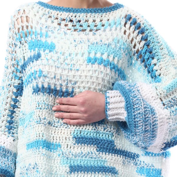 Luxurious Over Sizes Striped Pullover Crochet Hand Made