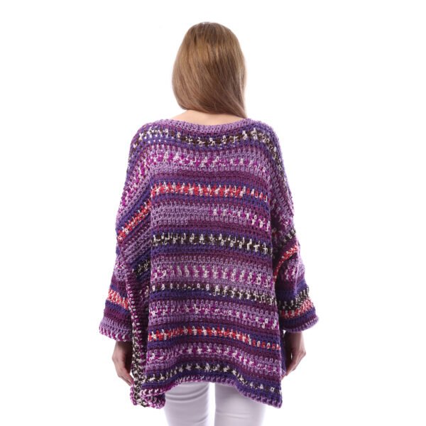 Trendy Over Sizes Jacquared Pullover Crochet Hand Made