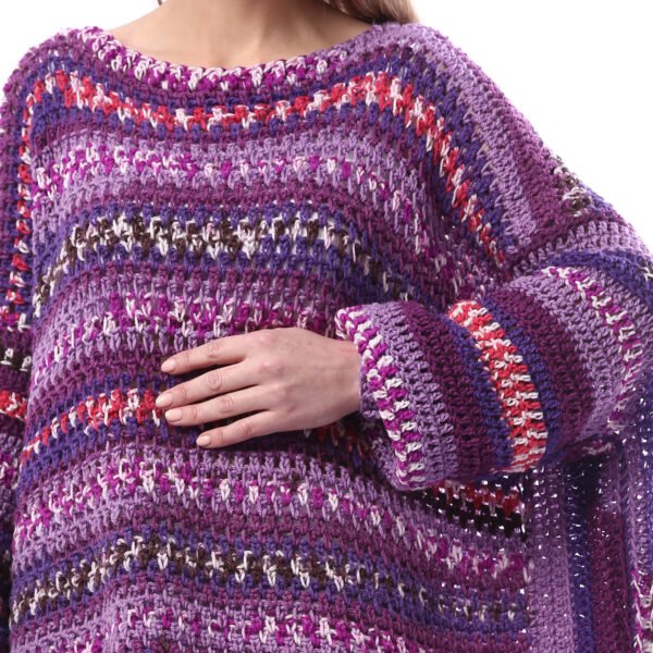 Trendy Over Sizes Jacquared Pullover Crochet Hand Made