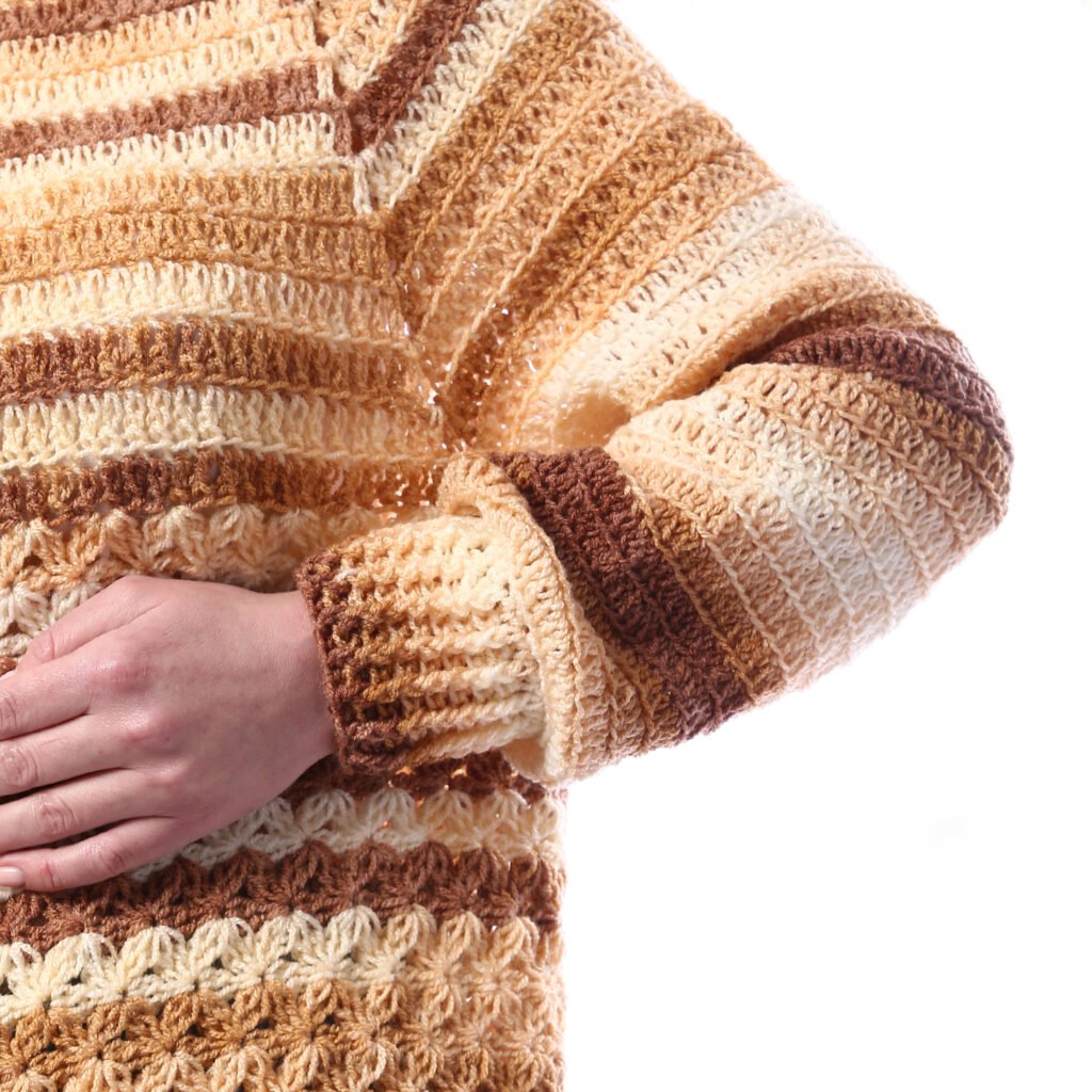 Trendy Relax Pullover Jacquard Stripe Crochet Handmade