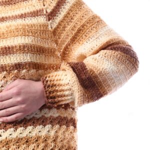 Trendy Relax Pullover Jacquard Stripe Crochet Hand Made - Image 3