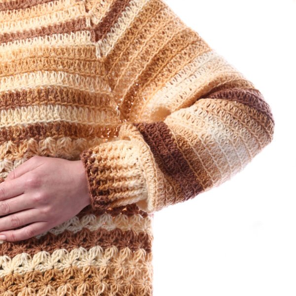 Trendy Relax Pullover Jacquard Stripe Crochet Hand Made